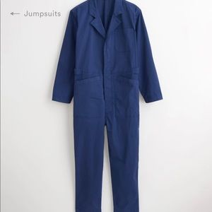 Navy cotton twill jumpsuit! Size small.